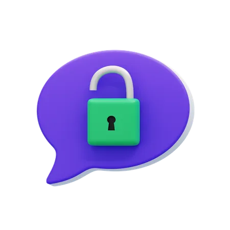 Unlock Chat Bubble  3D Icon