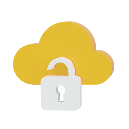 Unlock Cloud  3D Icon