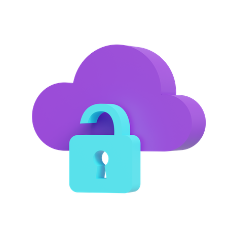 Unlock Cloud  3D Icon