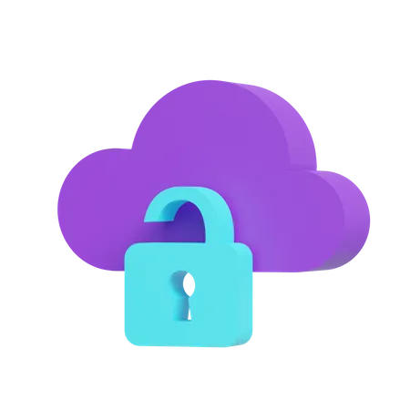 Unlock Cloud  3D Icon