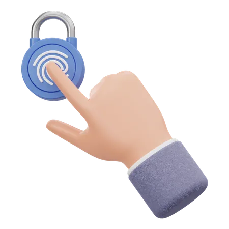 Unlock Fingerprint Hand Gesture  3D Icon