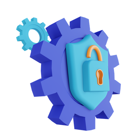 Unlock gear security  3D Illustration