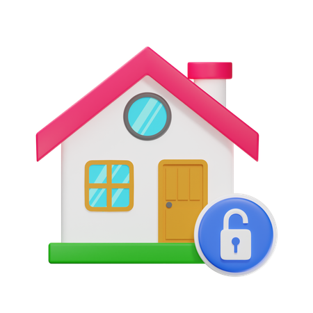 Unlock House  3D Icon