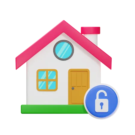 Unlock House  3D Icon