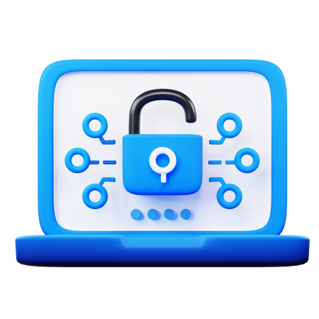 Unlock Laptop  3D Icon