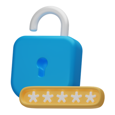 Unlock Password  3D Icon