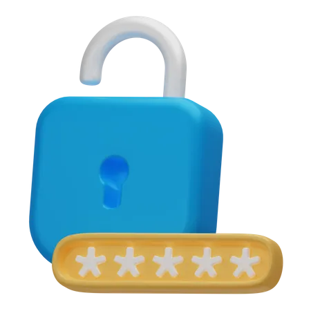 Unlock Password  3D Icon