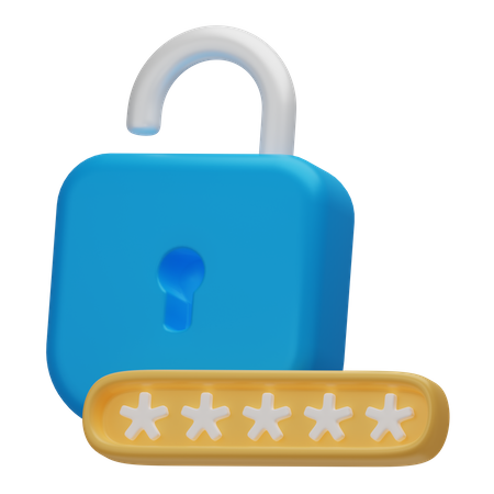 Unlock Password  3D Icon