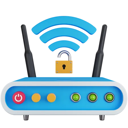 3 D Icon Illustration Wifi Router With Open Network 3D Icon