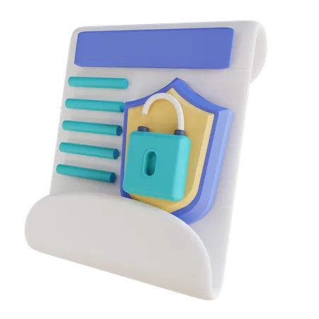 Unlocked Document Security  3D Illustration