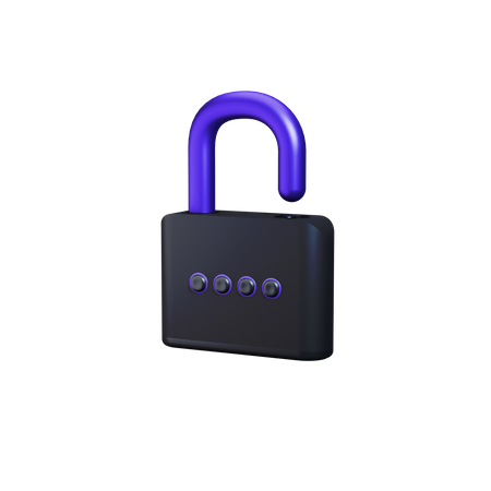 Unlocked with passwod  3D Illustration