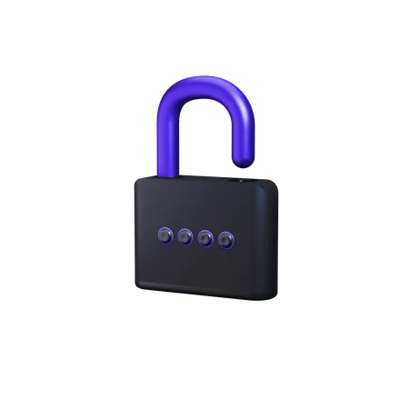 Unlocked with passwod  3D Illustration