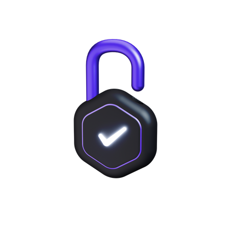 Unlocked with tick side view accent  3D Icon