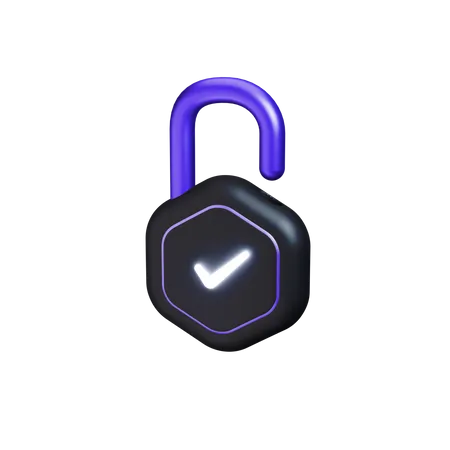 Unlocked with tick side view accent  3D Icon