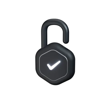 Unlocked with tick side view clay  3D Icon