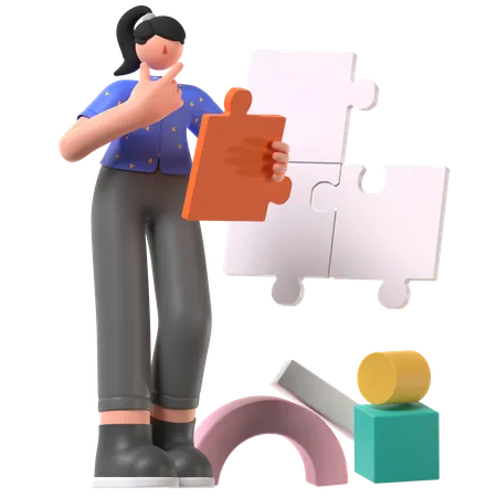 Unmatch-Puzzle  3D Illustration