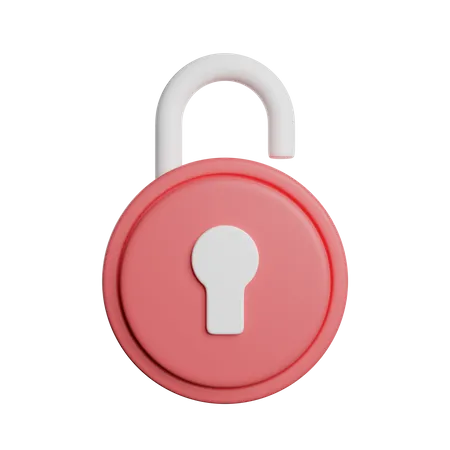 Unclock Padlock Key 3D Icon