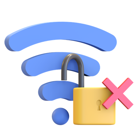 Unprotected wifi 3D Illustration