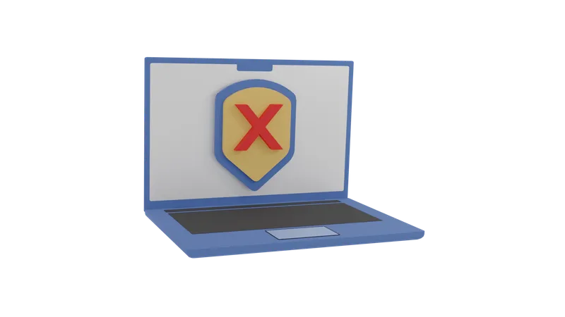 Unsicherer Laptop  3D Icon