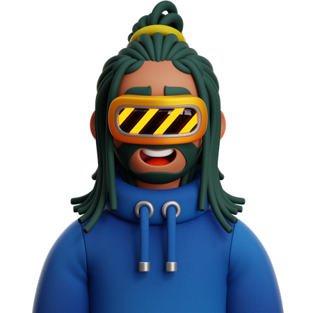 Uomo con i dreadlock e vr  3D Icon