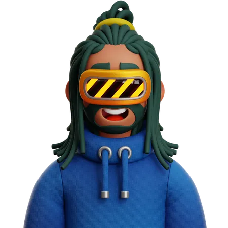 Uomo con i dreadlock e vr  3D Icon