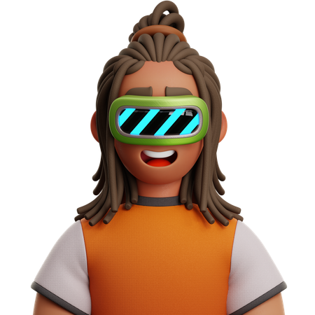 Uomo con i dreadlock e vr  3D Icon