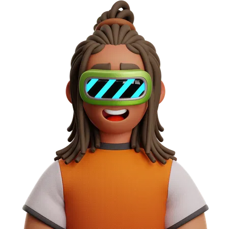 Uomo con i dreadlock e vr  3D Icon