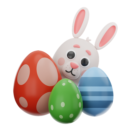 Uovo di Pasqua e coniglio  3D Icon