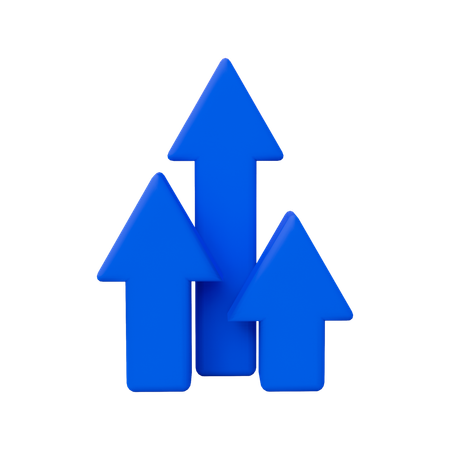 Up Arrows Triple  3D Icon