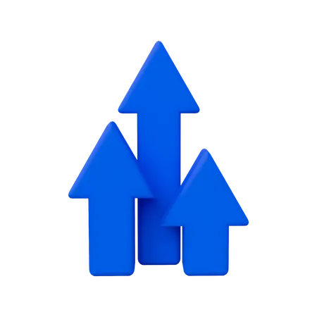 Up Arrows Triple  3D Icon