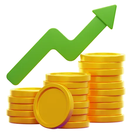 Up Chart Coin 3D Icon
