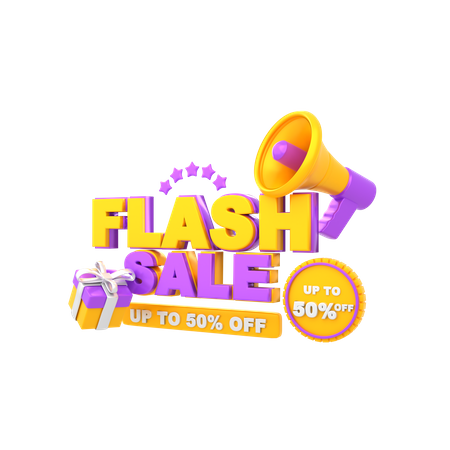 Up to 50 Percent Flash Sale Announcement  3D Illustration