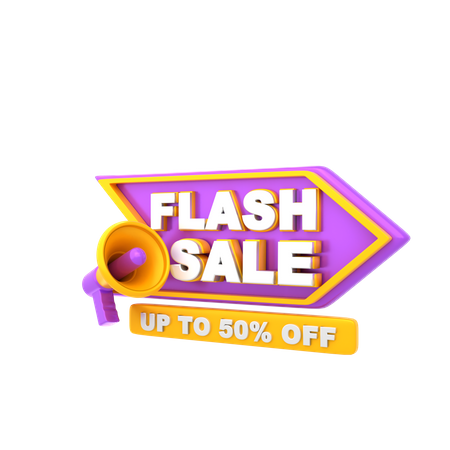Up to 50 Percent Flash Sale Announcement 3D Illustration