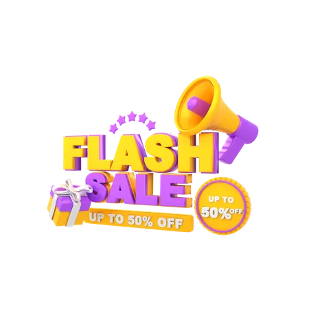 Up to 50 Percent Flash Sale Announcement  3D Illustration