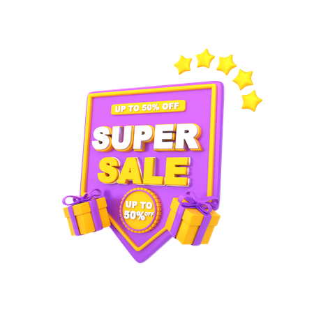 Up to 50 Percent Super Sale Announcement  3D Icon