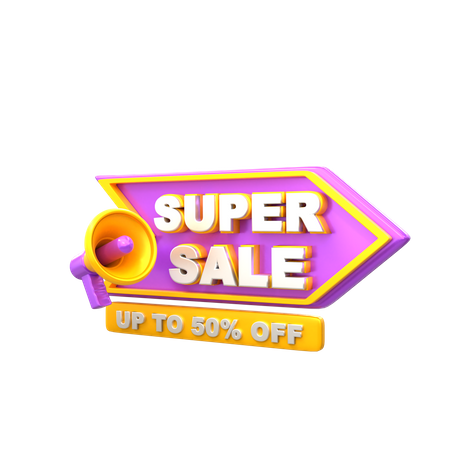 Up to 50 Percent Super Sale Announcement 3D Illustration
