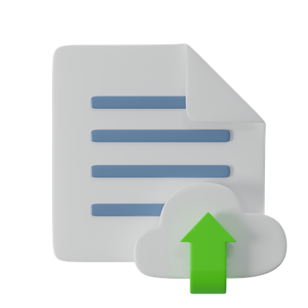 Upload Cloud Document  3D Icon