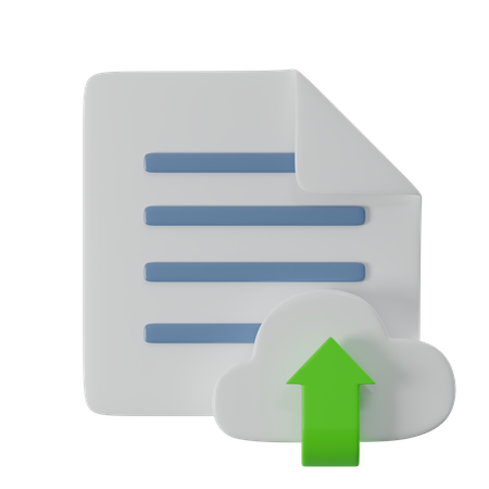 Upload Cloud Document  3D Icon