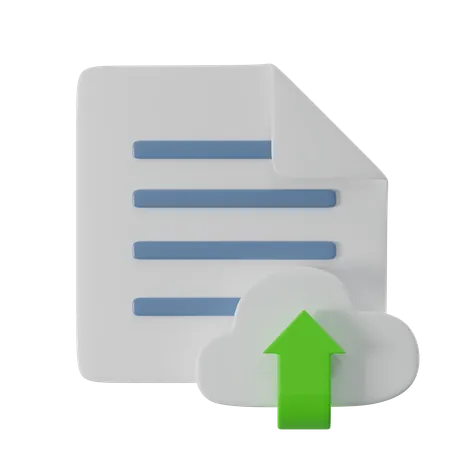 Upload Cloud Document  3D Icon