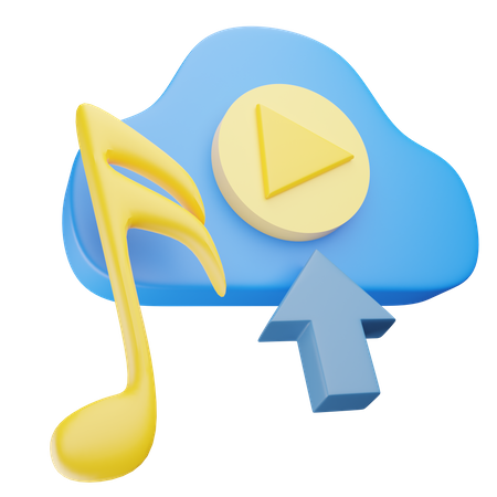 Upload Cloud Music  3D Icon