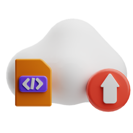 Upload Code on Cloud  3D Icon