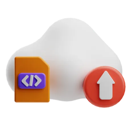 Upload Code on Cloud  3D Icon