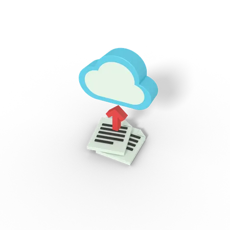 Upload document on cloud  3D Icon