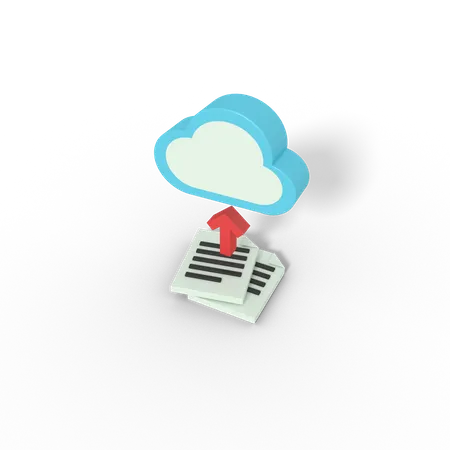 Upload document on cloud 3D Icon