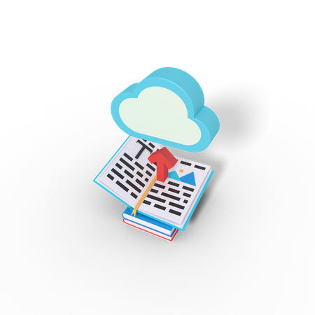 Upload e book on cloud  3D Icon