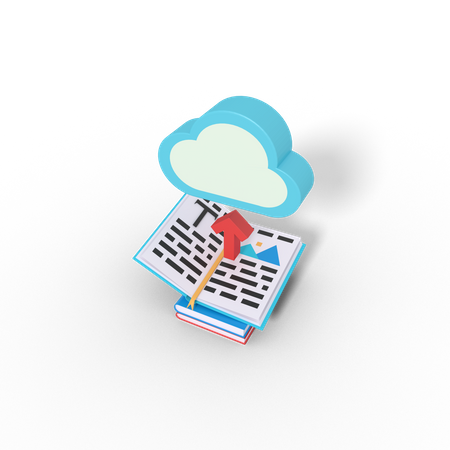 Upload e book on cloud 3D Icon