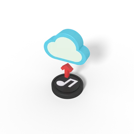 Upload music on cloud  3D Icon