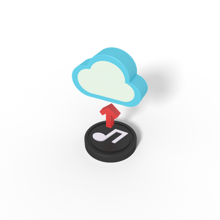 Upload music on cloud  3D Icon