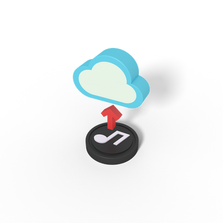 Upload music on cloud 3D Icon