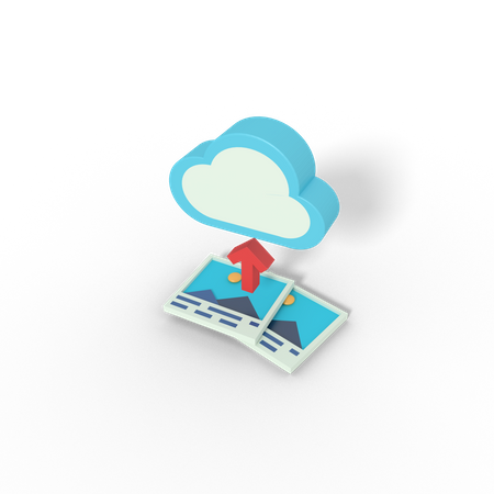 Upload picture on cloud 3D Icon